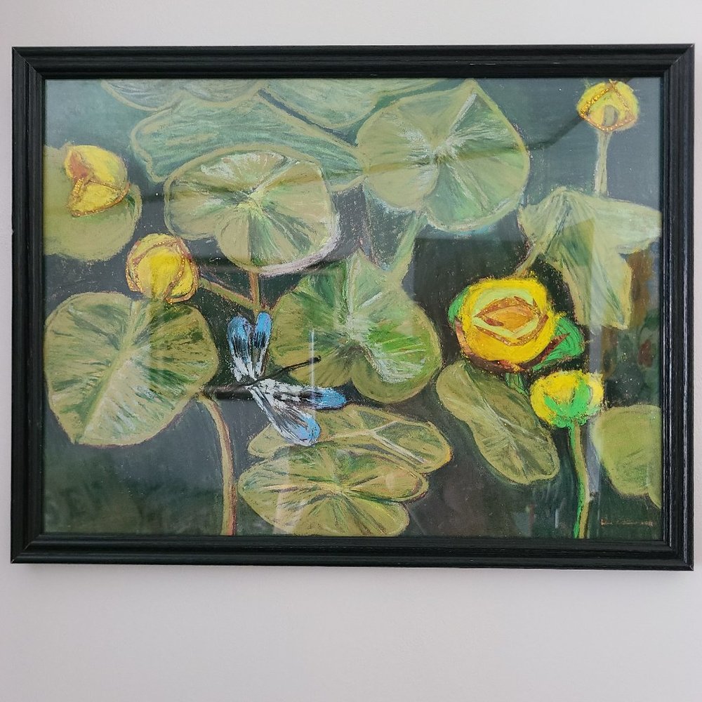 Hand painted Water Lilly Pastel 12 x 16 artwork